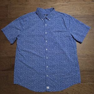 Vineyard Vines Shirt Mens XLT Blue Floral Classic Fit Murray Performance